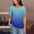 thumbnail image 2 of JYnXIANTI Womens Short Sleeve Tops Button V Neck Gradient T-Shirts Casual Classic Henley Shirt Summer Fashion Clothes, 2 of 6