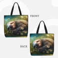 thumbnail image 2 of Rateoe Daisy Sleeping Sloth Print Lightweight Tote Bag for Women, Water-Resistant Shoulder Bag with Zipper, Spacious Casual Handbag for Work, School, Shopping, 2 of 7