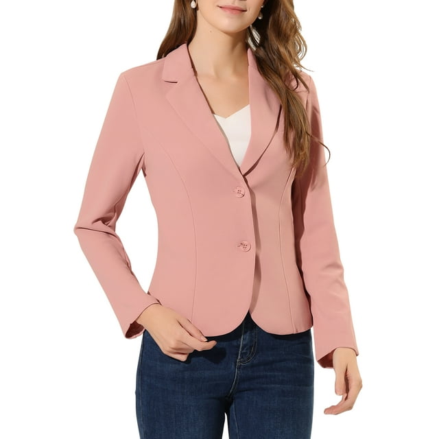 INSPIRE CHIC Blazer de Tailleur Extensible pour Femme à Col à Revers pour le Travail Rose Foncé TG