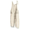 thumbnail image 3 of Summer Clearance Prime! QATAINLAV Womens Stripe Print Cotton Linen Jumpsuits Plus Size Adjustable Straps Summer Overalls Loose Fit Wide Leg One Piece Rompers Pants Vacation Clothes Beige XXXL, 3 of 6