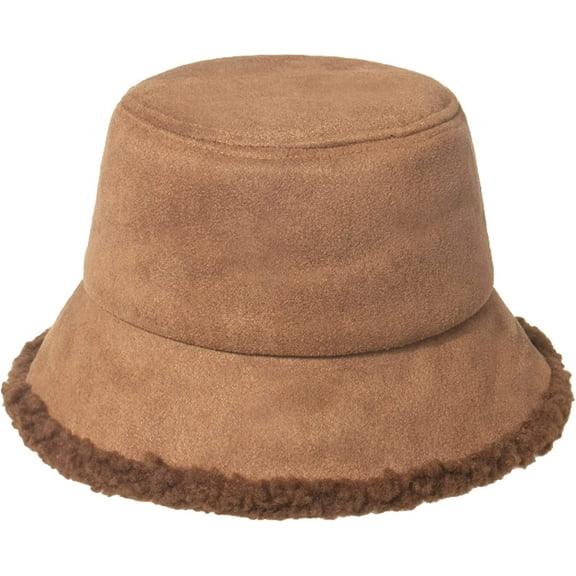 CoCopeaunts Suede Fisherman Hat Women Autumn Winter Cap Fashion Versatile Thickened Warm Lamb Fleece Lining Men Bucket Hats
