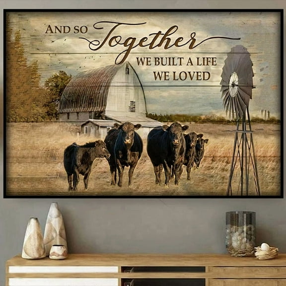 369 Prints Cow And So Together We Built A Life We Loved Farmer Farm- No Framed, Vintage Wall Art, Trendy Retro Print, Room Decor, Wall Art, Poster Only