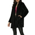 thumbnail image 4 of INSPIRE CHIC Lapel Faux Fur Coat for Women's Fuzzy Winter Warm Jacket Overcoat with Pockets XS Black, 4 of 6