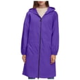 thumbnail image 3 of GEWSEY Womens Rain Jacket Extra Length Raincoats Waterproof Lightweight Hooded Windbreaker Outdoor Poncho with Pockets (Purple1, 3XL), 3 of 8