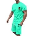 thumbnail image 1 of Costumes pour Hommes Ensemble de Sport d'Été 2024 Grande Taille Manches Courtes Col Rond Imprimé Noix de Coco, 1 of 4