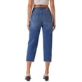 thumbnail image 5 of Women's Cropped Pants, Soft Fabric Slim Fit High Waisted Hem with Pocket, Fashionable Casual Trousers, Lounge Beach Outdoor, Capri Pants for Women | UKHCCC,Dark Blue S, 5 of 8