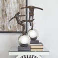 thumbnail image 2 of 17", 16"H Bronze Polystone People Sculpture with Silver Ball Stands, by DecMode (2 Count), 2 of 8