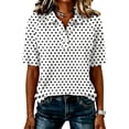 thumbnail image 3 of Garbnen Striped Polo Shirt for Women Raglan Collared Henley Short Sleeve Tops for Women Color Block Casual Dressy Work Golf Shirts for Women White XL, 3 of 7