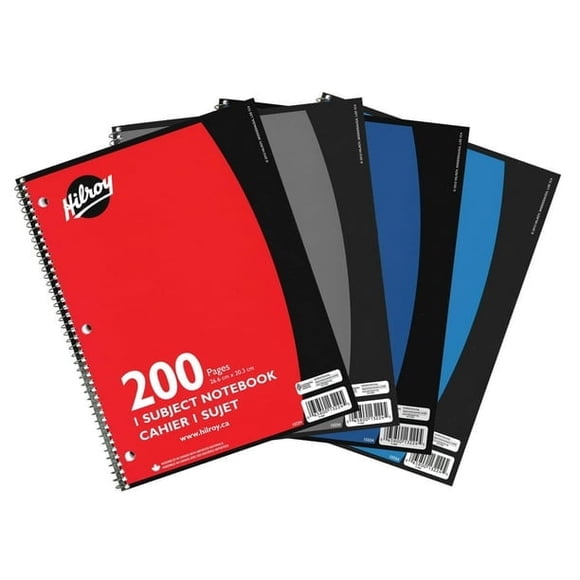 Hilroy® 1 Subject 3 Hole with Margin Notebook, 200 Pages, 10-½" x 8, Hilroy® 1 Subject 200 Page