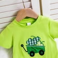 thumbnail image 4 of UngA Toddler Boy St Patricks Outfit Short Sleeve Clover Shirts and Gingham Pants Set Infant Baby 2Pcs Spring Summer Clothes (Green,12-18 Months), 4 of 7