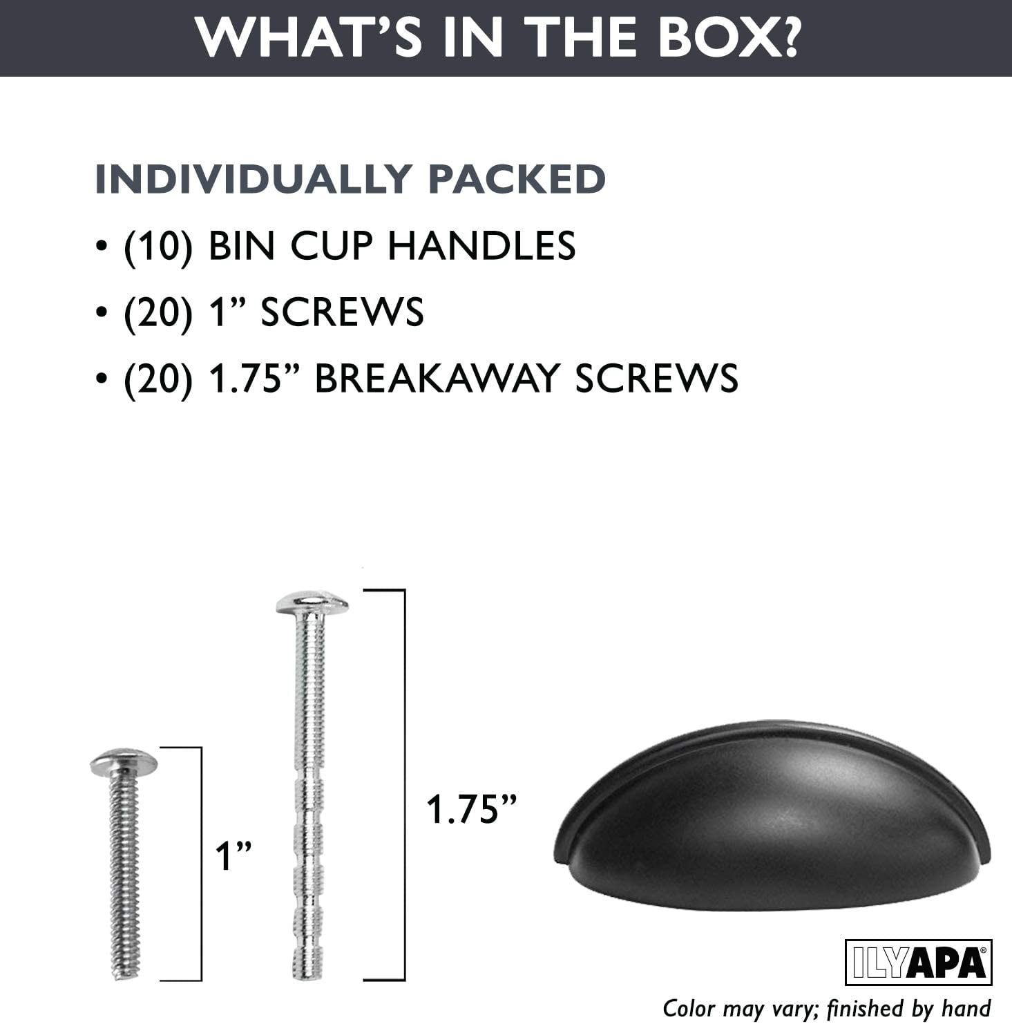 black kitchen cabinet pulls - 3 inch bin cup drawer handles - 10 pack of kitchen cabinet hardware