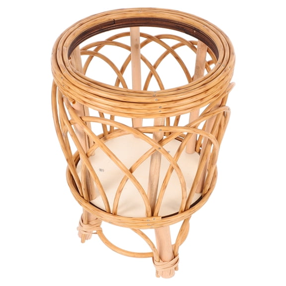 MERRYHAPY Handwoven Rattan Plant Basket Stand with Natural Aesthetic for Indoor Plant Display