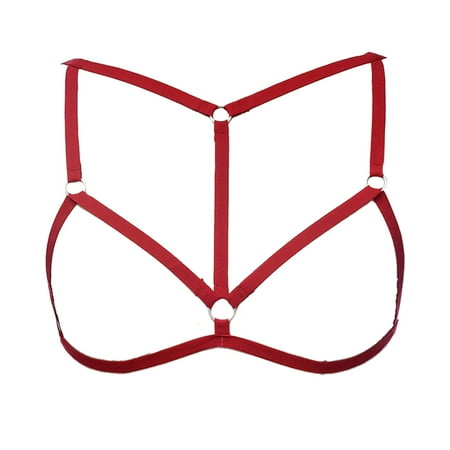 

1111Fourone Lingerie Elastic Erogenous Great Material Strappy Sweet Gift Brassiere Impressive Gallus Mysterious Fashion Women Harness Bra red