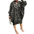 thumbnail image 1 of Vonda Robe Midi Plissée à Manches Longues Imprimé Léopard pour Femmes, Tailles m, 1 of 2