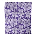 thumbnail image 1 of KDAGR Flannel Throw Blanket Abstract Aloha Hibiscus Floral in White Color on Violet Soft for Bed Sofa and Couch 58x80 Inches, 1 of 1