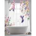 thumbnail image 5 of Cherry Blossoms Bird Sheer Curtains 108 Inch Long 2 Panels, Colorful Flowers Butterfly Light Filtering Rod Pocket Semi Sheer Curtains, Sheer Voile Drapes for Living Room Bedroom, 52"x108", 5 of 5