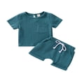 thumbnail image 3 of Pyjamas en Lin pour Bébé Garçon Fille T-Shirt Manches Courtes Hauts Shorts Pantalons Ensemble 2 Pcs Unisexe, 3 of 10