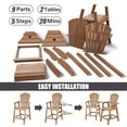 thumbnail image 6 of Tall Adirondack Chairs Set of 2，HDPE Outdoor Adirondack Barstools with Double Connecting Tray Patio Stools Weather Resistant for Outdoor Deck Lawn Pool Backyard, Teak, 6 of 7