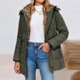 thumbnail image 7 of yuCgh Women's Solid Color Hooded Jacket Cotton Jacket with Mid-Length Design for Winter Warm and Comfortable Outerwear for Daily Use,Army Green L, 7 of 7