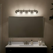 Kichler 30 4 Light Brushed Nickel Vanity Light with Satin Etched Glass Shades