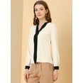 thumbnail image 4 of Blusa Allegra K Cuello Dividido Plisado Beige XL para Mujer, 4 of 6