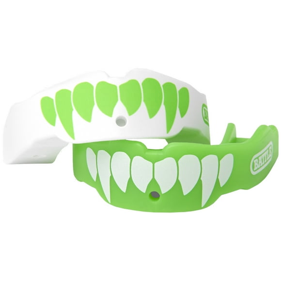 Battle Sports Protège-Dents Jeunesse Lot de 2 avec Sangles - Vert Néon/blanc