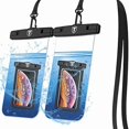 thumbnail image 1 of wonima02 Waterproof Pouch Phone Dry Bag Underwater Case for LG Stylo 6 5 4 Velvet Wing K51 K92 K31 V60 V50 V40 G8 G7 Journey Reflect Phone Pouch for Beach with Lanyard Neck Strap, Black (2 Pack), 1 of 1