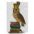 thumbnail image 2 of Fab Funky 15x18 White Modern Wood Framed Museum Art Print Titled - Owl On Books, 2 of 4