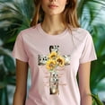 thumbnail image 5 of Death Could Not Hold Him T-Shirt, Christian Cross with Sunflowers Graphic Tee, Natural, Size S, 5 of 6