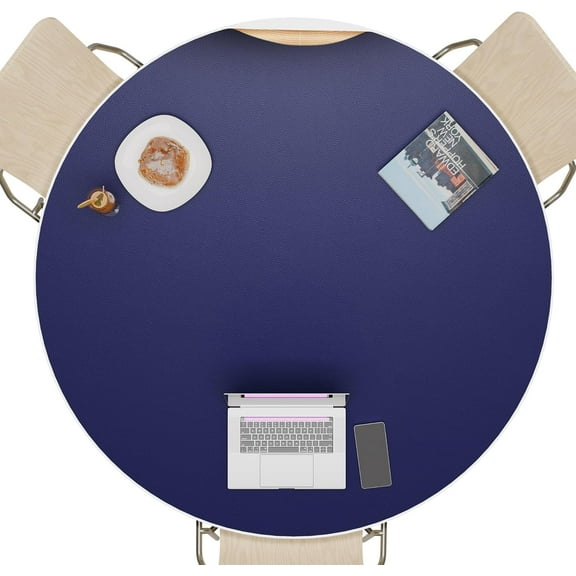 42-Inch Round Cork & Leather Table Pad Protector, Cut-to-Fit Cover for Dining or Coffee Table