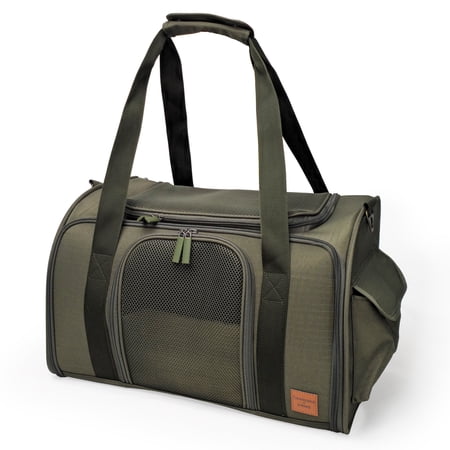 Hoomans + Paws Airline-Approved Pet Carrier with Expandable Pop-Up Mesh Window Waterproof Bottom & Plush Washable Pad