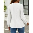 thumbnail image 4 of Long Sleeve Eyelet Tops for Womens Crew Neck Fall Shirts Casual Loose Blouses 2024 Trendy Clothes, 4 of 7