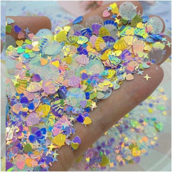Confettis de Fête Magique de Sirène - 2000 Pièces Scintillantes de Coquillage pour le Mariage, l'Anniversaire, la Douche Nuptiale, les Valentines et les Célébrations.
