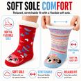 thumbnail image 4 of Muk Luks Kids Jacquard Knit Character Cabin Socks, 2 Pack, Soft Sole with Silicone Grippers, BLUE/PNK, S/M, 4 of 8