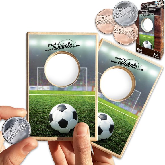 Juego de escritorio Coinhole, pelota de fútbol que rebota monedas