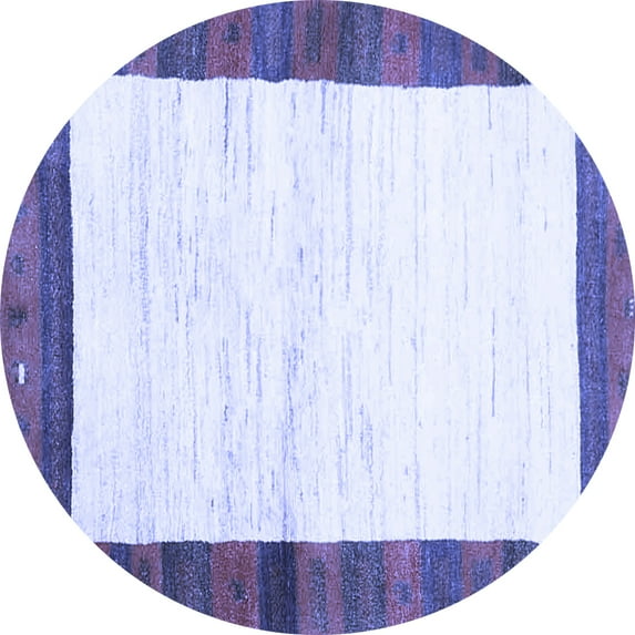 Ahgly Company Indoor Round Abstract Blue Contemporary Area Rugs, 6' Round