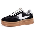 thumbnail image 4 of LUCKY STEP Womens Platform Fashion Sneakers Thick Sole Suede Faux Leather Casual Shoes,Black&White, 4 of 6