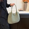 thumbnail image 4 of husxh Women Vintage Shoulder Bag Large Capacity Retro Straw Handbag Hasp Closure Simple Weaving Handbag Ladies Summer Daily Bag, 4 of 9