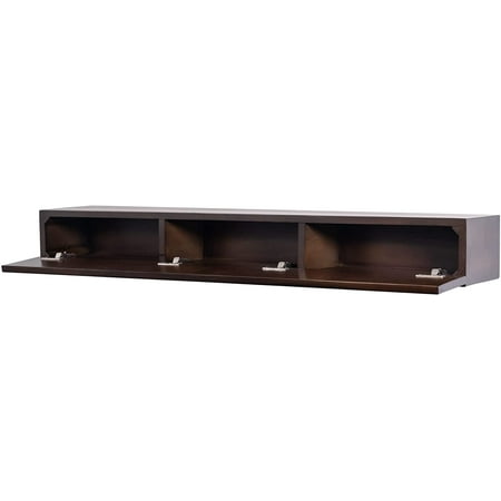 

Houston Floating Wood Mantel Shelf - Coffee Bean 72 Inch | Beautiful Wooden Rustic Shelf with Hidden Storage Compartment - Mantels Direct