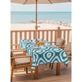 thumbnail image 2 of Outdoor Tablecloth with Umbrella Hole for Patio/Picnic/Party/Camping, Teal Blue Geometric Waterproof Table Cloth Rectangle Table Cover Washable, Modern Abstract Art Rhombus (52"x 70"), 2 of 8