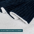 thumbnail image 3 of PAVILIA Reversible Sherpa Fleece Throw Blanket Twin Navy Blue, Soft Fuzzy Plush Flannel Throw, Warm Ribbed Microfiber Blanket for Sofa Couch Bed, Thick Striped Blanket, Navy, 60x80, 3 of 7