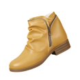 thumbnail image 3 of LTTVQM Ankle Boots for Women Casual Low Block Heel Arch Support Slip-On Booties with Side Zipper Leather Fall Winter Wide Width Round Toe Non Slip Walking Short Boots Yellow 38(US-7), 3 of 4