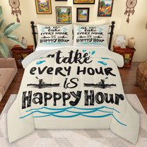 Feelyou Rustic Farmhouse Teen Twin Comforter Sets, Happy Boating Bedding Set, 2pcs