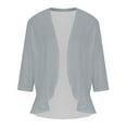 thumbnail image 6 of yoeyez Cardigans for Women Trendy Women's Solid Color Lightweight Cardigan 3/4 Sleeve Open Front Cover Up Hollow Out Soft Shrugs Sweater Gray,M, 6 of 7
