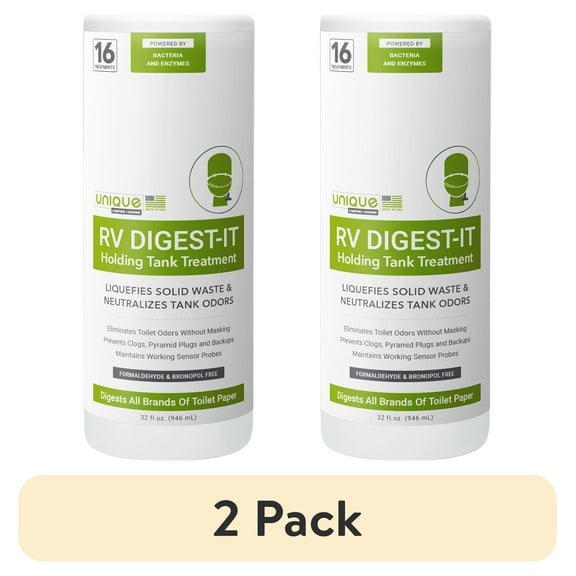 (2 pack) Unique RV Digest-It Classic, 16 Liquid Toilet Treatments for RV Waste Water Holding Tanks (32 Fl Oz)