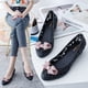 thumbnail image 2 of Sandalias de plástico con tacón inclinado pequeño para mujer, zapatos de gelatina con huecos de cristal, transpirables, porosas, botas de lluvia, novedad de verano de 2024, 2 of 4
