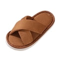 thumbnail image 2 of uublik House Fuzzy Slippers for Women Open Toe Memory Foam House Shoes Indoor Outdoor Non Slip House Slides, Brown, 2 of 7