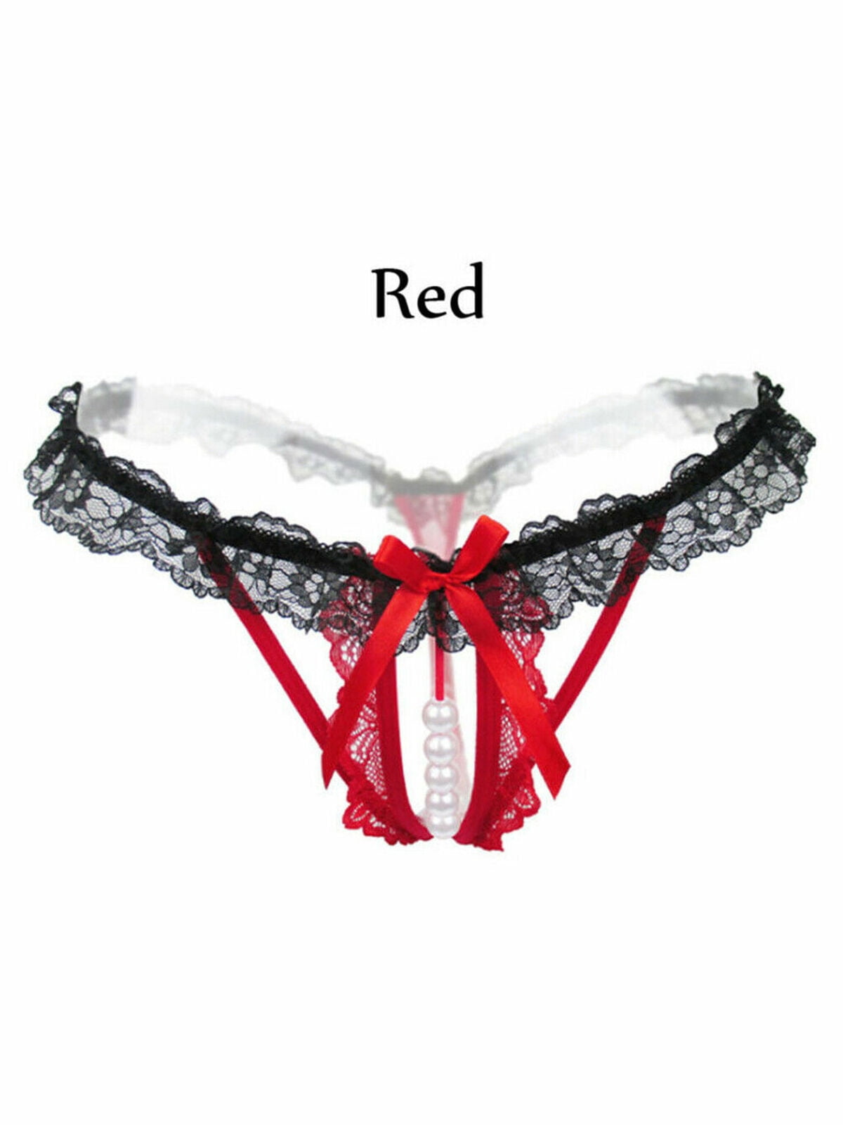 G-String Thongs Panties Open Crotch Bowknot Women Tiny Underwear Exotic Lingerie