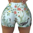 thumbnail image 2 of Daiia Chinoiserie Floral Palm Tree Pattern Women's Workout Shorts Biker Shorts - High Waisted Workout Spandex Tummy Control Gym Running Yoga Shorts-Medium, 2 of 8