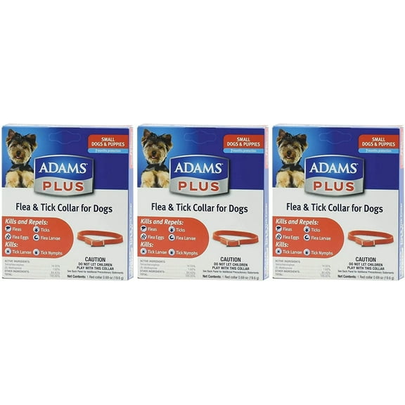 Adams Plus Flea  Tick Collar for Small Dogs  Puppies 3-Pack